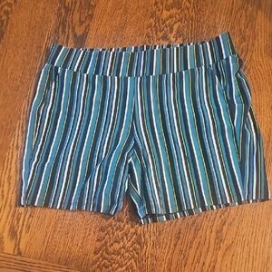 Striped Blue and Green Women's Shorts